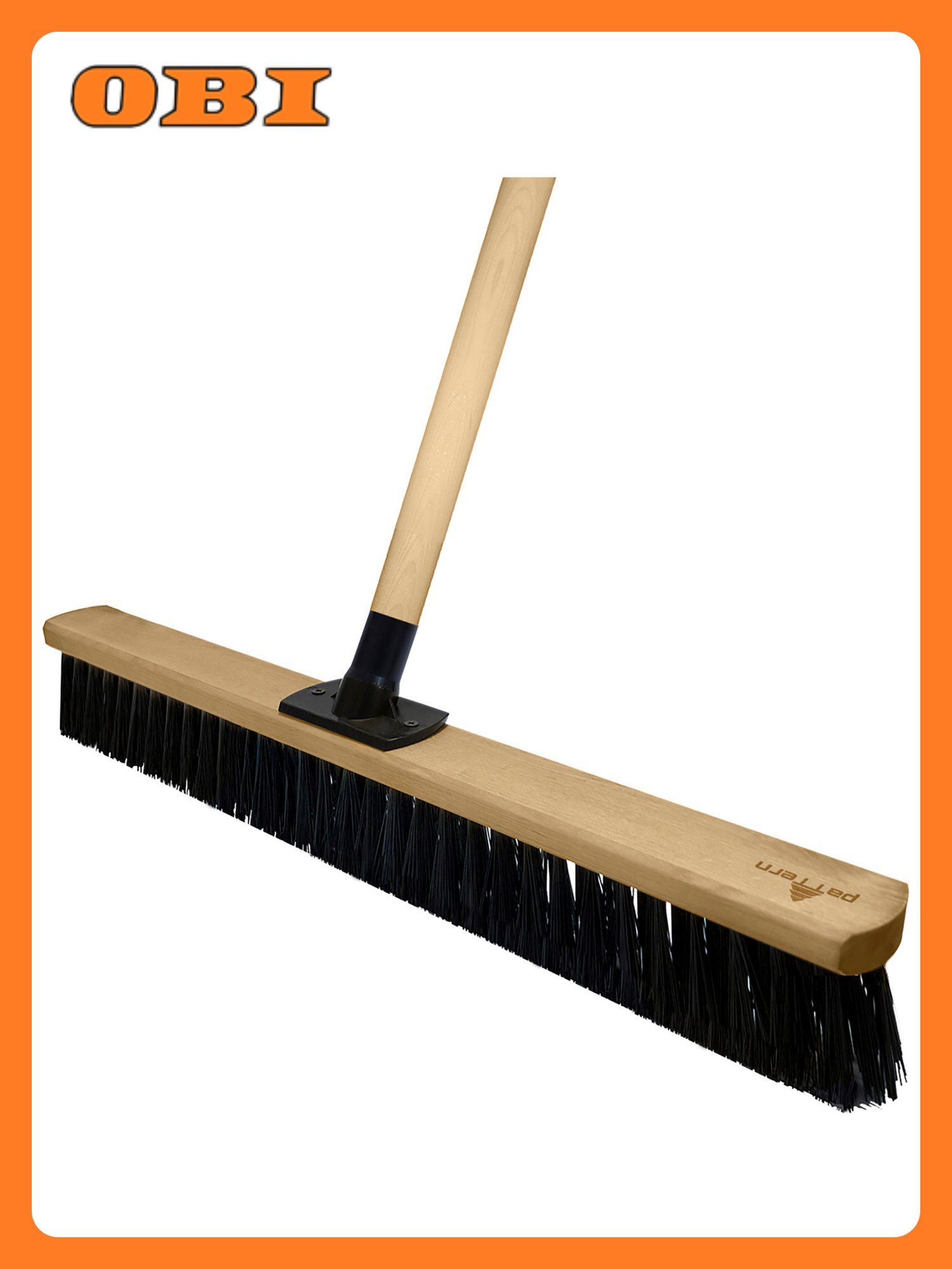 Щетка для пола Pattern, с черенком, для улицы, жесткая щетина, 60 см