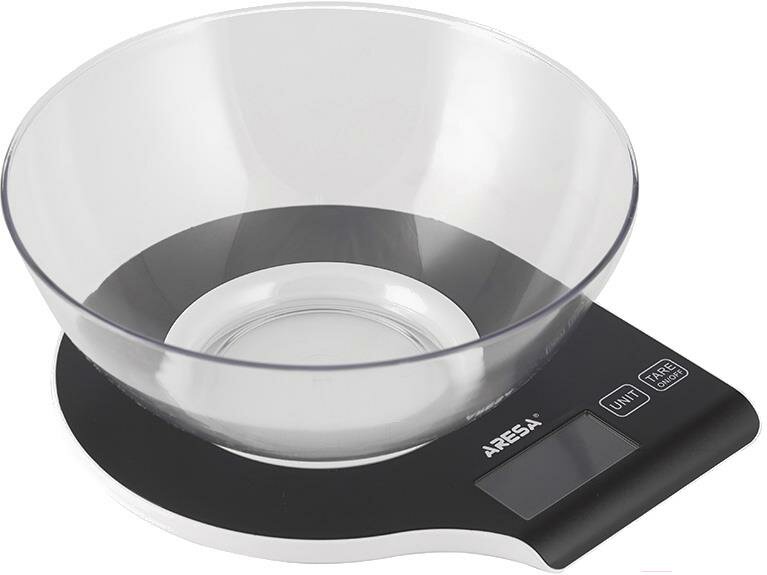 Кухонные весы ARESA AR-4301, max 5 кг, чаша 2000 мл, точность 1 г, батарейки в комплекте