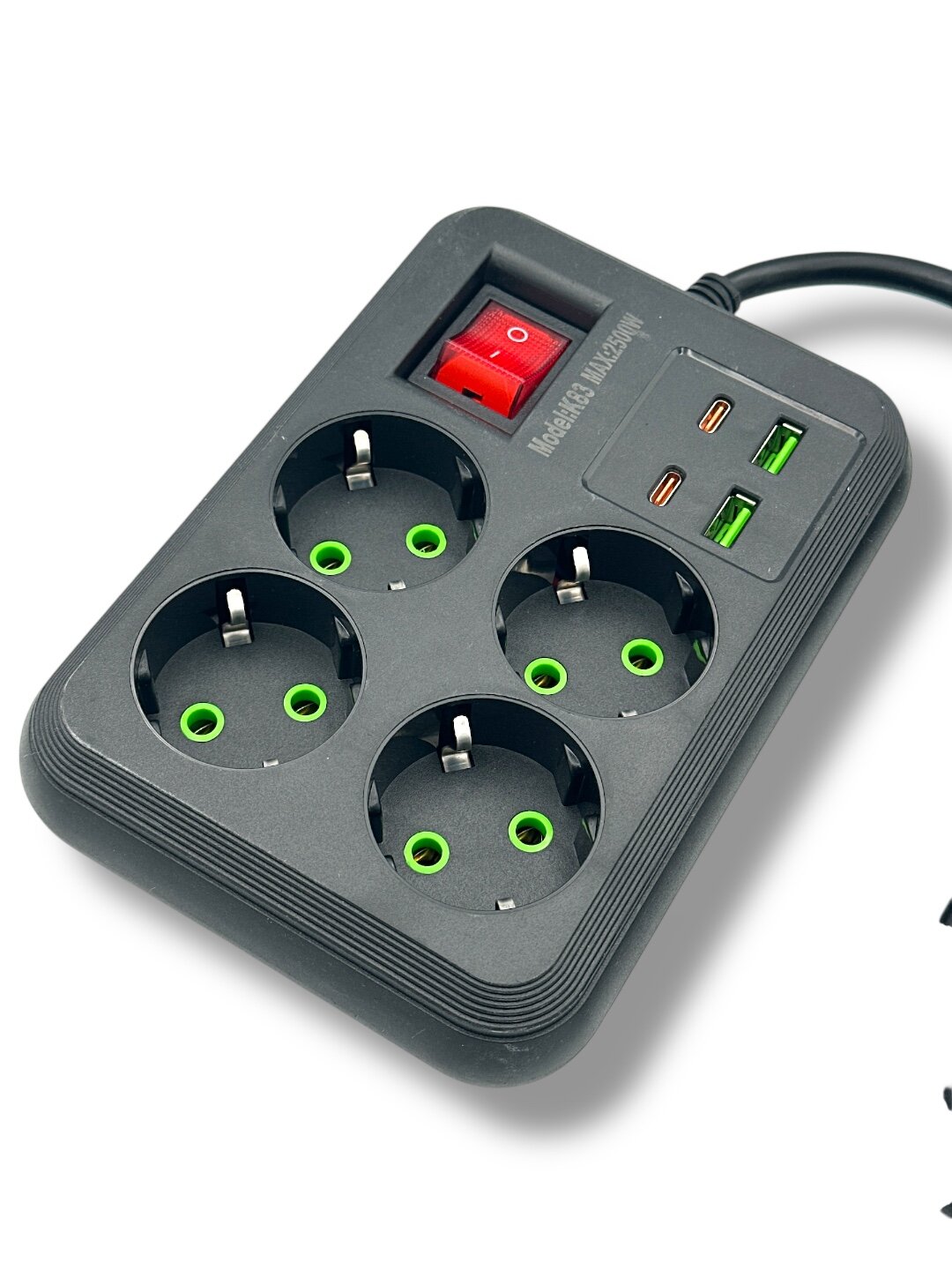 Сетевой фильтр на 6 розеток + 4 USB-порта (Type-C и USB-A) компактный, мощный и безопасный