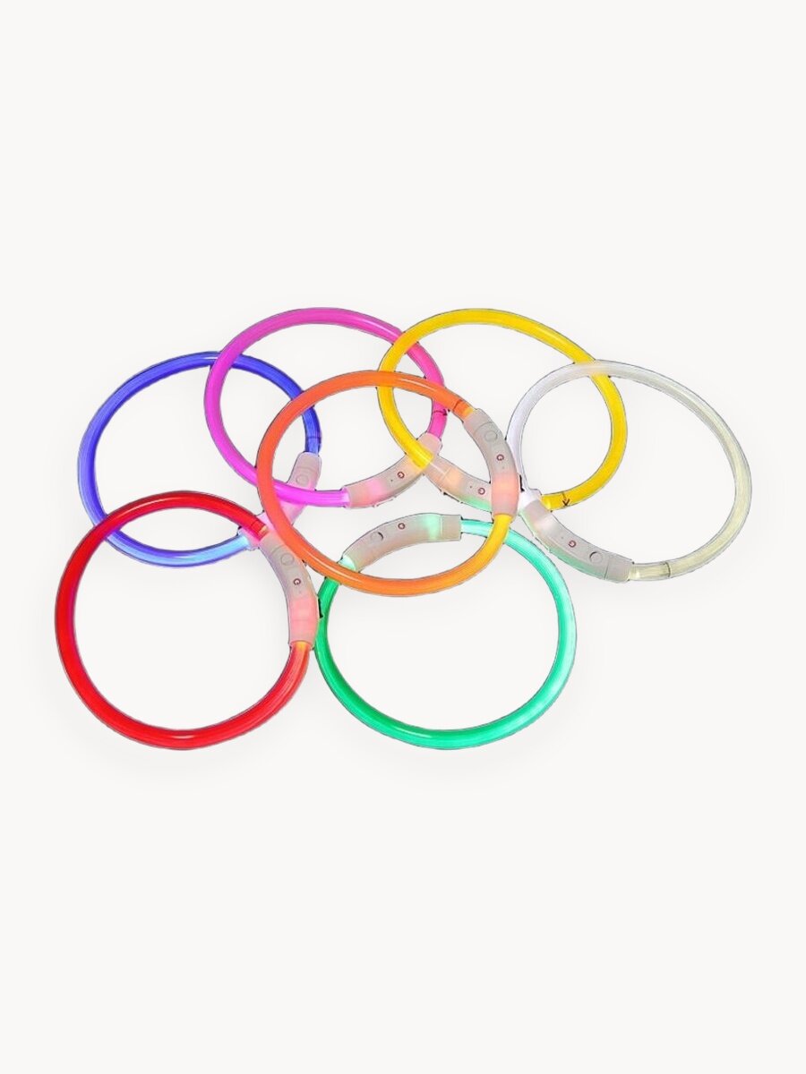 Ошейник светодиодный для собак светящийся, usb зарядка в комплекте, цвет оранжевый. Размер-М 50 см.