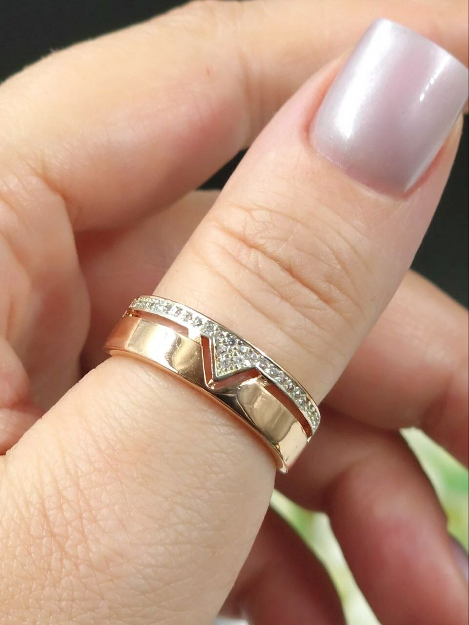 Кольцо помолвочное, фианит, размер 19, золотой — фото 1