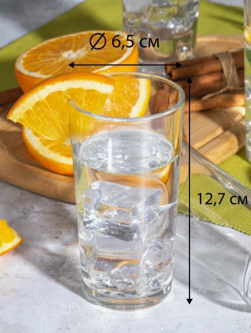 Набор стаканов Ода, стекло, 230 мл, 6 штук, прозрачные, для воды/сока/пива/морса/виски/коктейля — фото 1