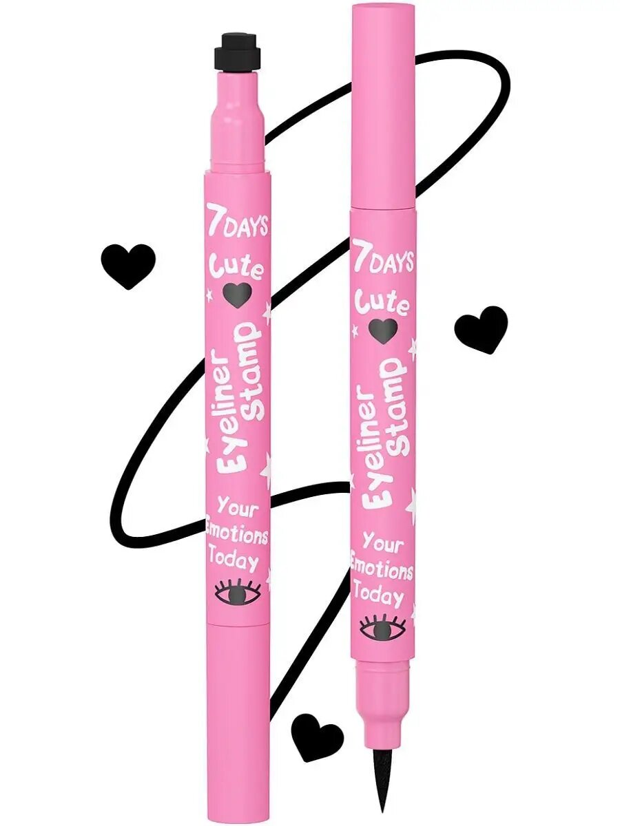 7DAYS Подводка для глаз, фломастер, жидкая, штамп CUTE, 208 Eyeliner&Heart black stamp
