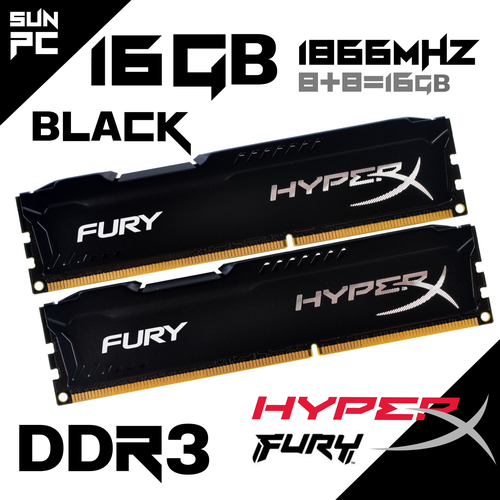 Оперативная память HyperX Fury BLUE 1866 МГц 2 модуля по 8ГБ DDR3 2000₽