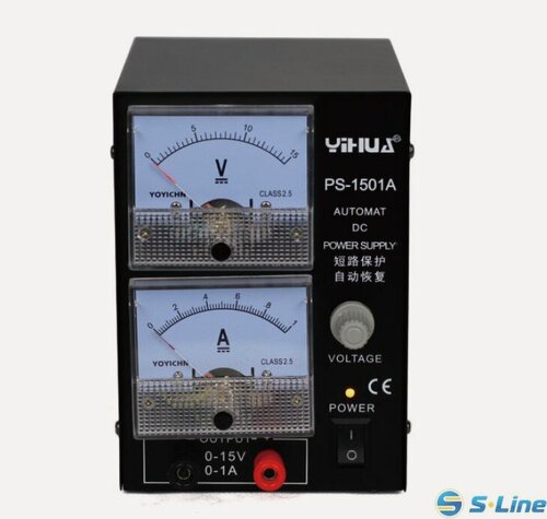 Изображение товара Лабораторный блок питания YH1501A 0–15 В, ток до 1 А, аналоговые стрелочные индикаторы, защита от перегрузки и КЗ
