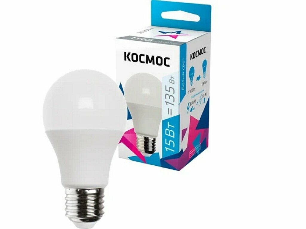 Лампа светодиодная A60 15Вт 4500К E27 220В космос LkecLED15wA60E2745(2 штук.)