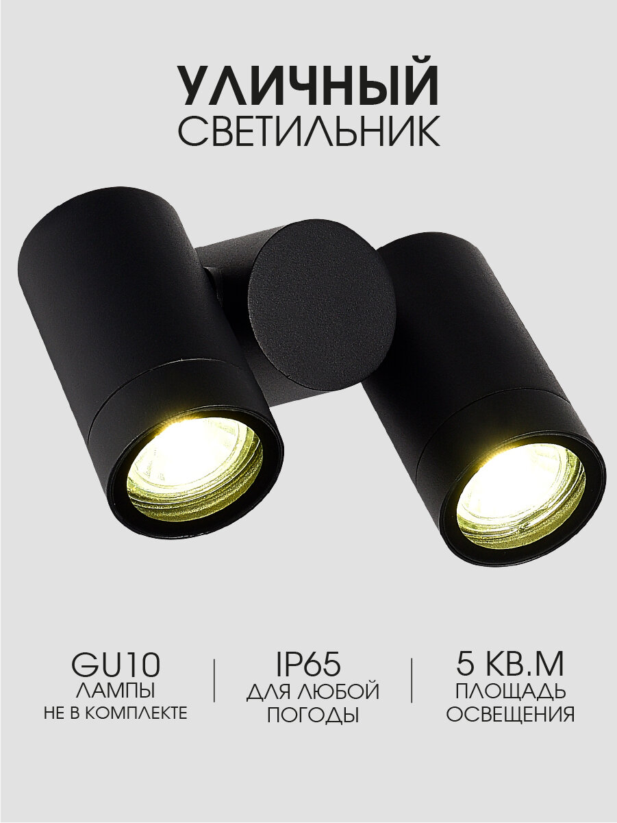 Светильник уличный настенный ST Luce SL9011.402.02 Черный/Белый цоколь GU10 2*50W защита IP65