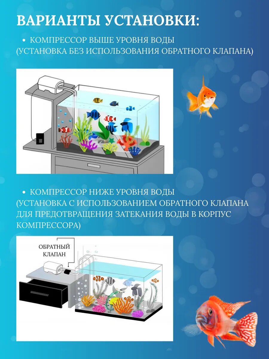 Компрессор для аквариума 200 л с набором и распылителем — фото 1