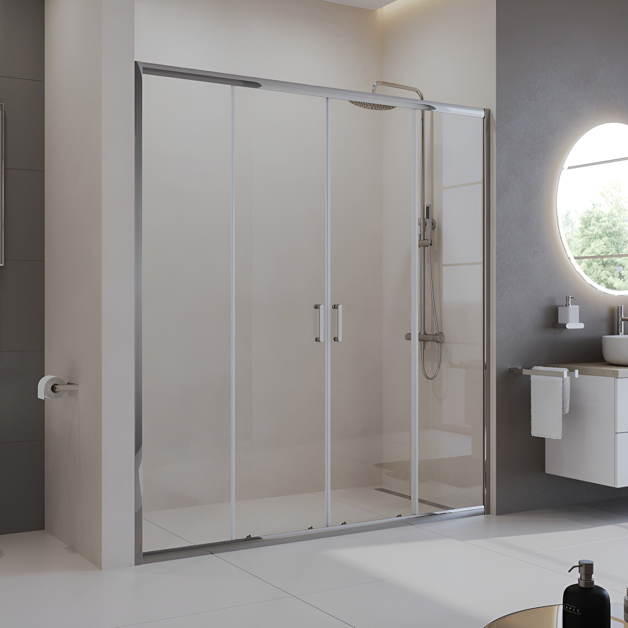 BelBagno Душевая дверь в нишу BelBagno UNO-195-BF-2-170-C-Cr, стекло прозрачное, универсальная, раздвижная