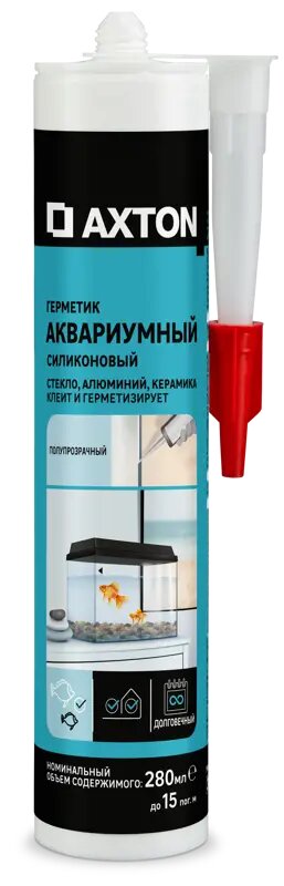 Герметик силиконовый Axton для аквариумов уксусный бесцветный 280 мл