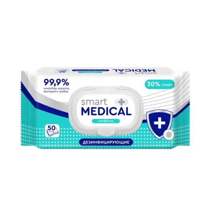Smart Medical Салфетки дезинфицирующие с клапаном 50 шт