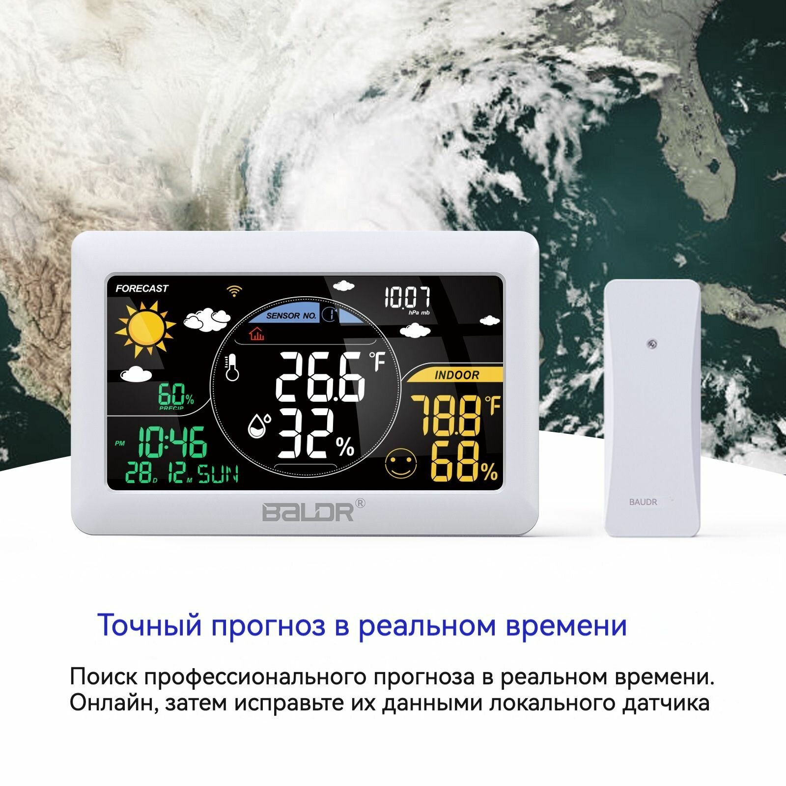 Погодная станция с беспроводным выносным датчиком термометр гигрометр метеостанция черный