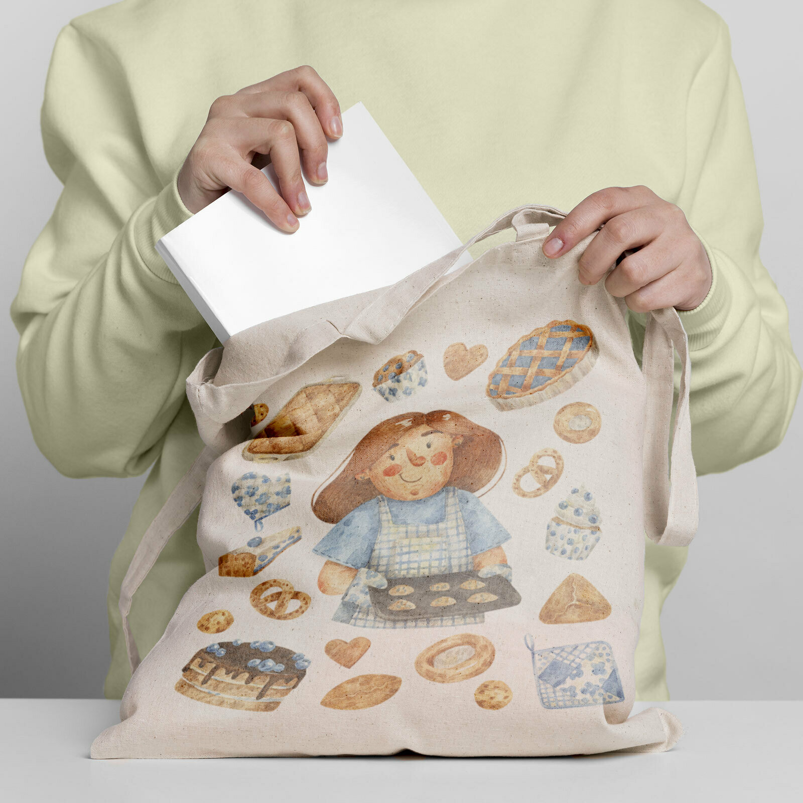 Сумка шоппер Gerasim, бежевый, серый, голубой, коричневый — фото 1