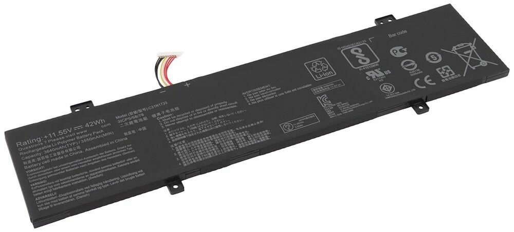 Аккумулятор для Asus Flip 14 TP412UA (C31N1733), 42Wh, 3600mAh, 11.55V