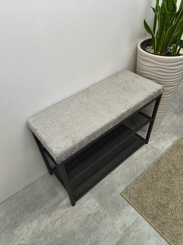 Изображение товара Обувница для прихожей "Дия" 2 полки / 101х31х53см / черный каркас - серый шенилл