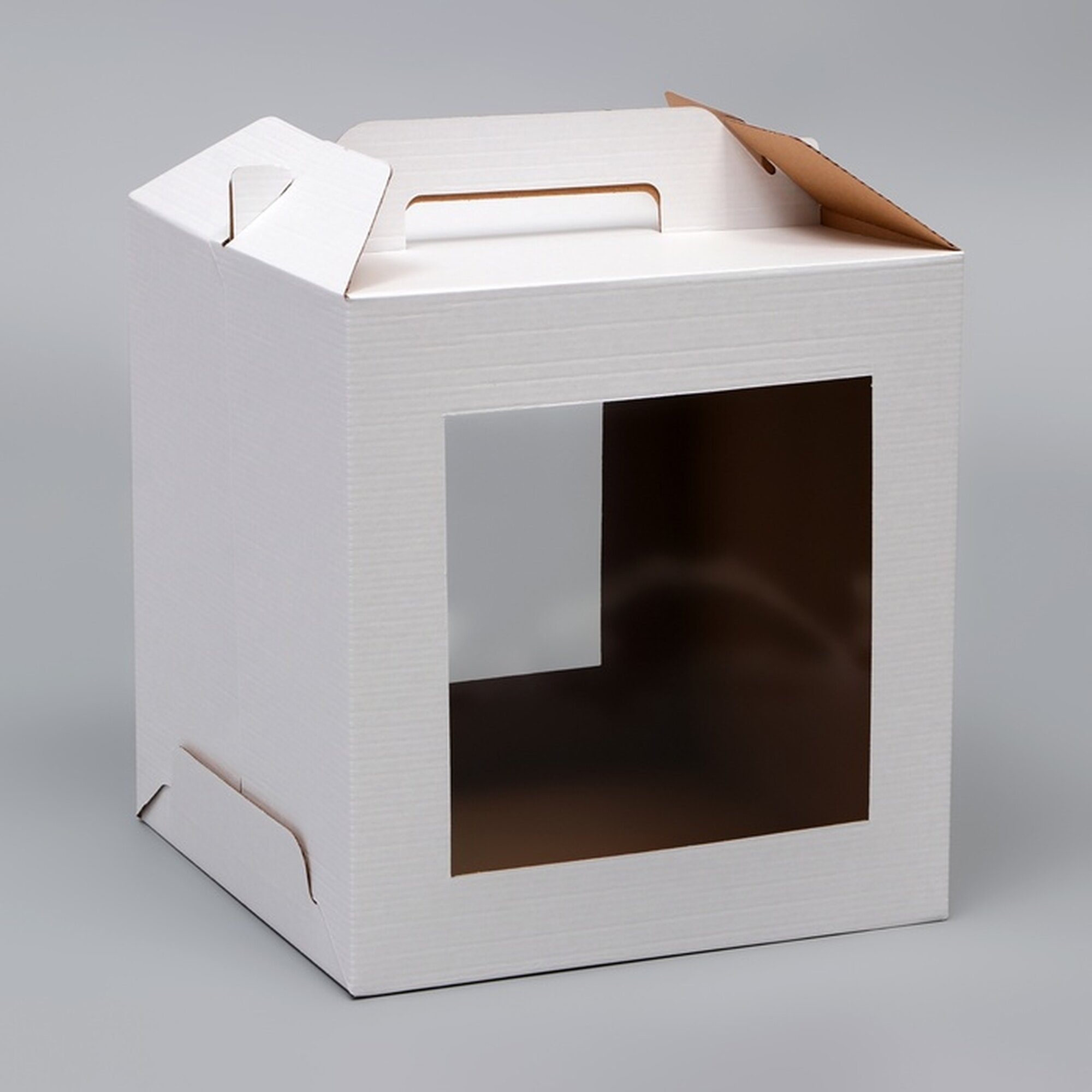 Коробка для выпечки Upak Land с ручками с окнами 28x28x30 см