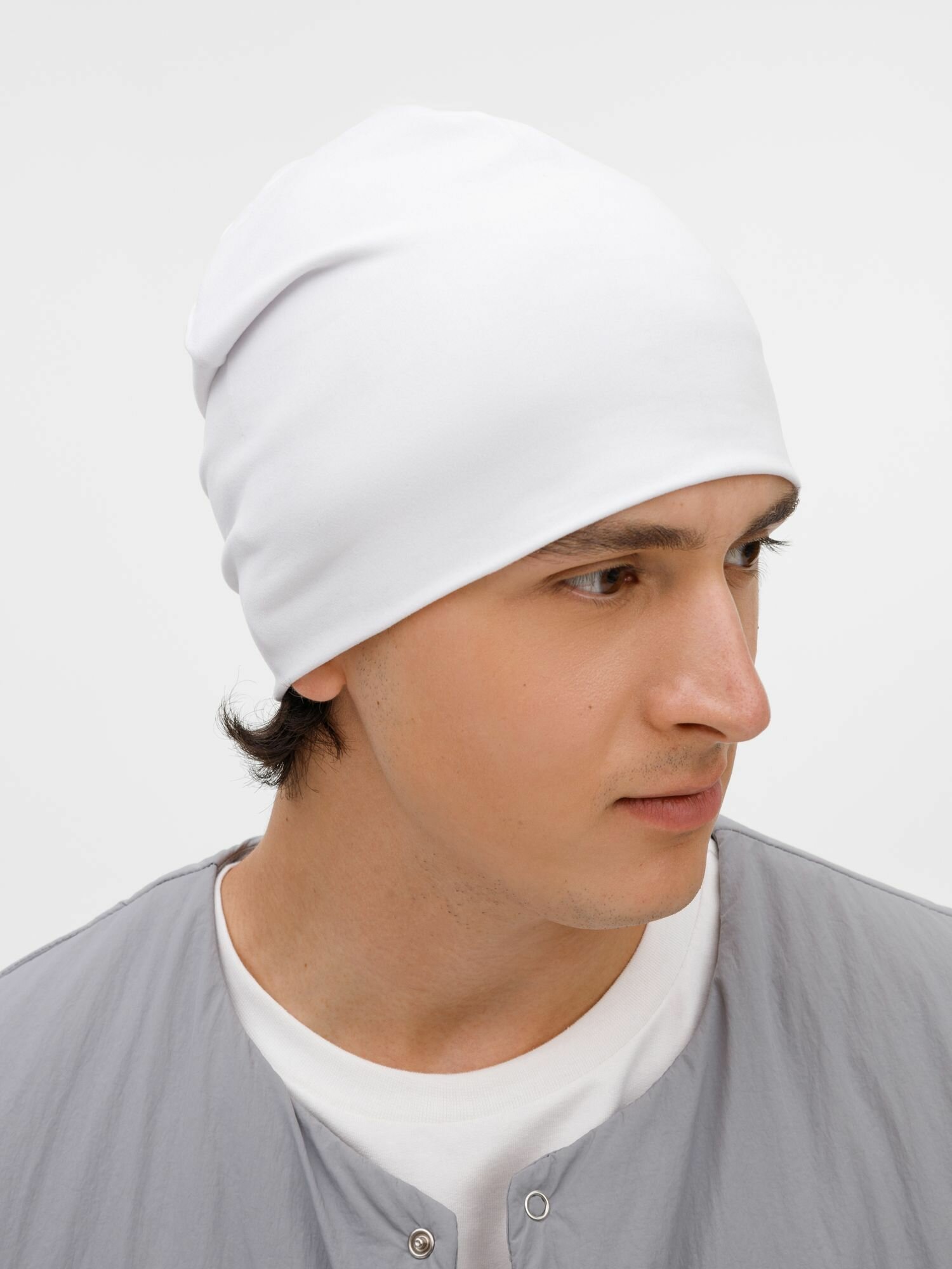 Шапка бини molti Базовая коллекция для мужчин и женщин  размер 56 60  белый 