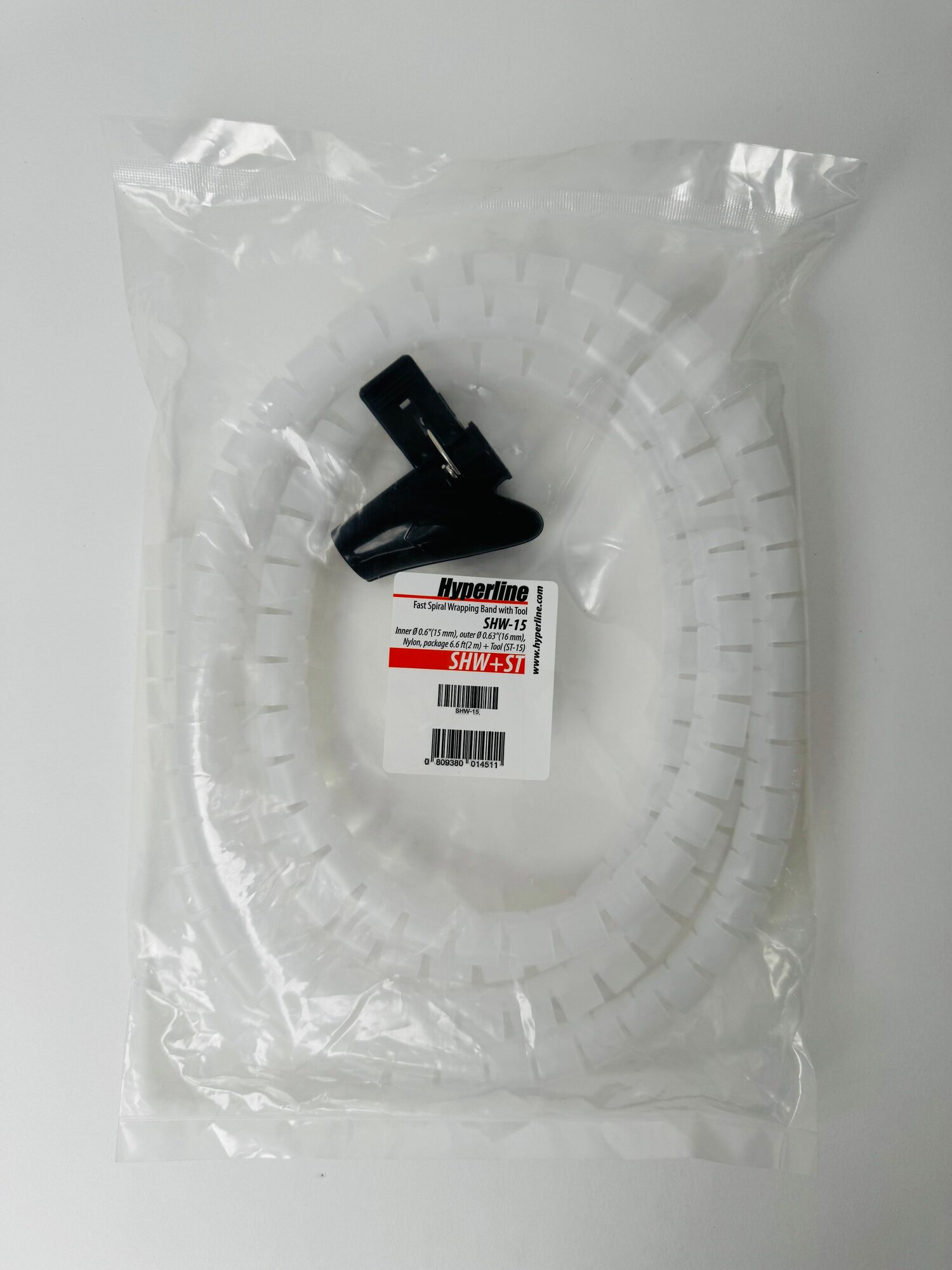 Рукав спиральный пластиковый SHW-15 для кабеля д.15мм (2м) и инструмент ST-15 Hyperline 18175