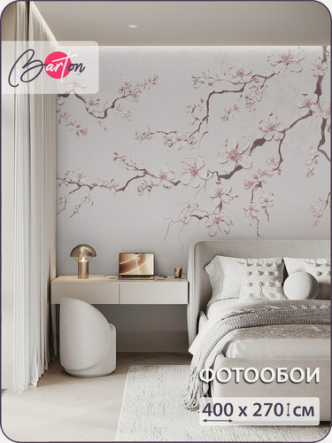 Изображение товара Фотообои на стену флизелиновые 3d Сакура Цветы 400х270 см Bartonwall F112_P