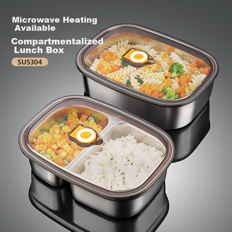 Newair Stainless Steel Bento Box with Microwave Heating Food Grade Divided Lunch Box for Students and Office Workers