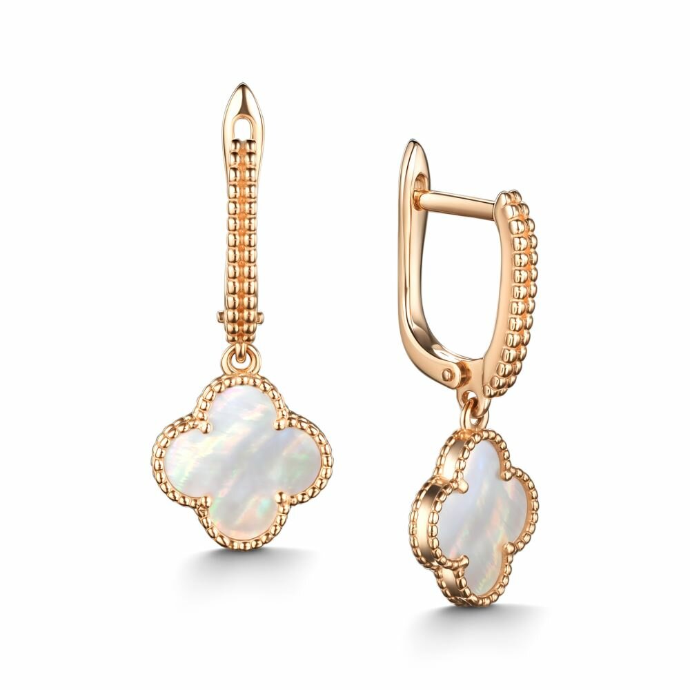 Серьги Dewi, красное золото, 585 проба, агат синтетический, длина 3 см