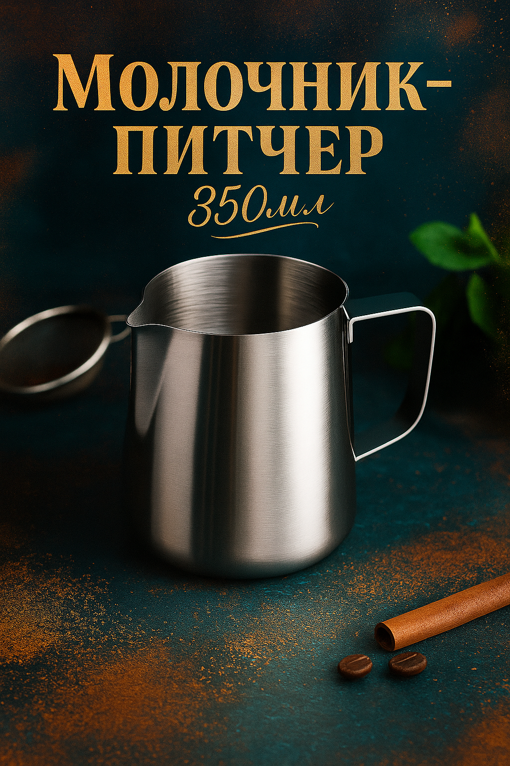 Молочник питчер из нержавеющей стали, 350 мл, цвет хромированный
