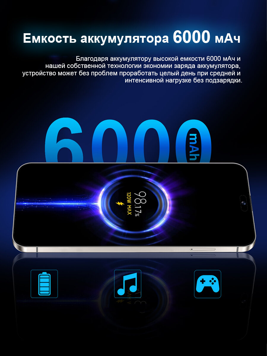 Смартфон C M X i16 Pro Max, экран 6.8", 12 Гб + 512 Гб, Android 14 — фото 1