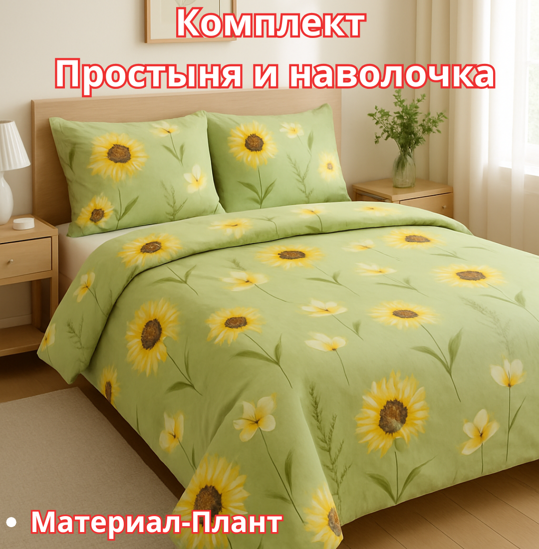 Постельное белья "Простыня и наволочка" размер евро стандарт
