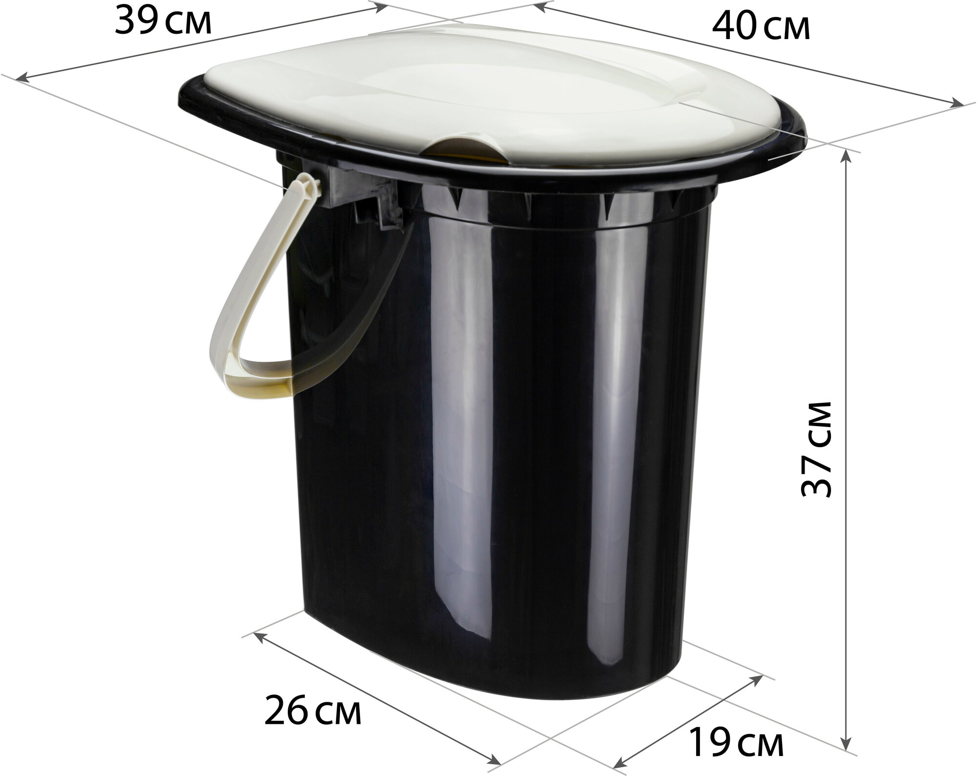 Ведро туалетное М-Пластика IDEA М2459, белый ротанг, 16 литров, с крышкой — фото 1