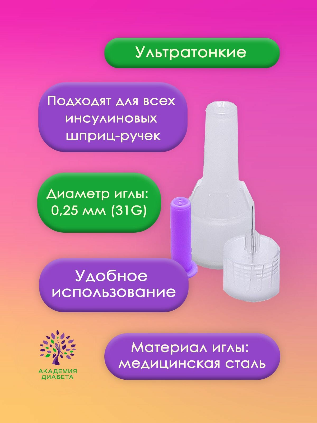 Иглы для шприц-ручек Микрофайн Плюс(BD Micro-Fine Plus)0,25 мм (31G) х 5 мм, 25 игл — фото 1