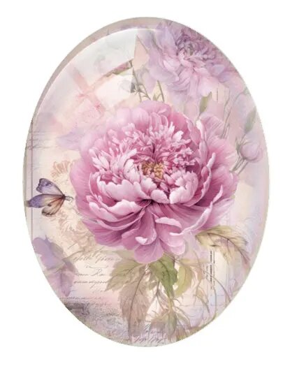 Стеклянные кабошоны Fezrgea розовые цветы овальные для рукоделия 18x25mm--10pcs K