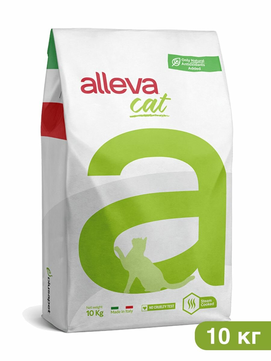 ALLEVA Holistic Сухой корм для взрослых стерилизованных кошек, с курицей и уткой, сахарным тростником и женьшенем 10 кг