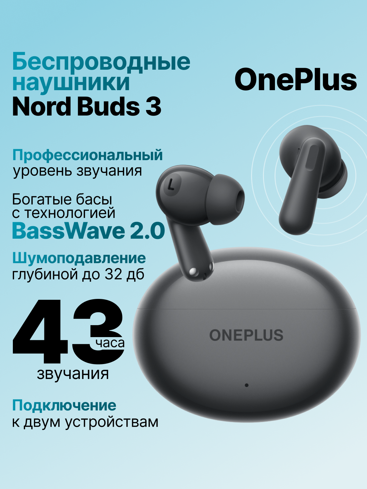Беспроводные наушники OnePlus Nord Buds 3, E514A (Harmonic Gray), серый