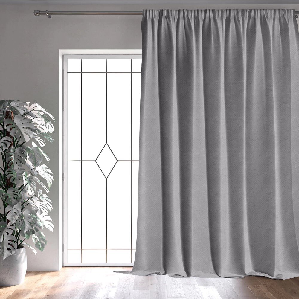 Штора Грид 145х280 см серая
