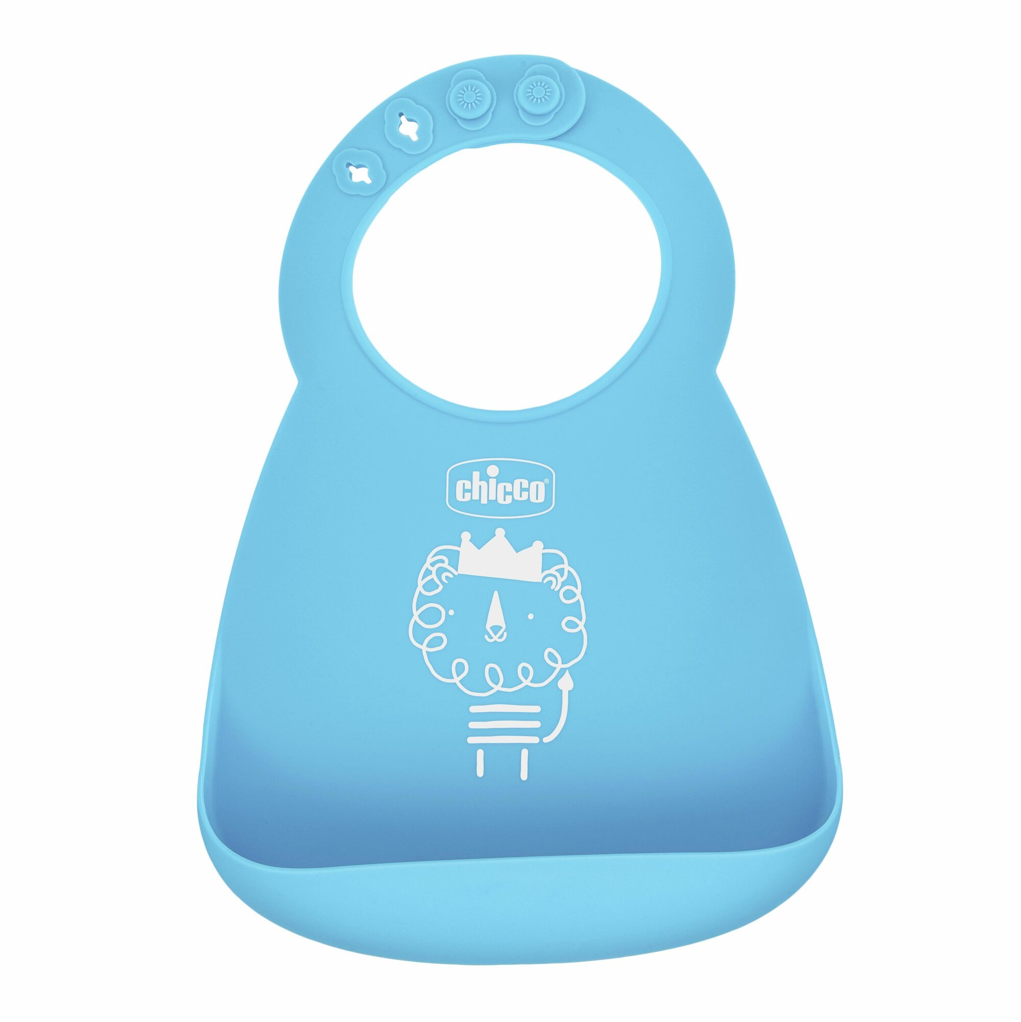 Нагрудник для кормления силиконовый Chicco Easy Roll Bib, от 6 месяцев, голубой — фото 1