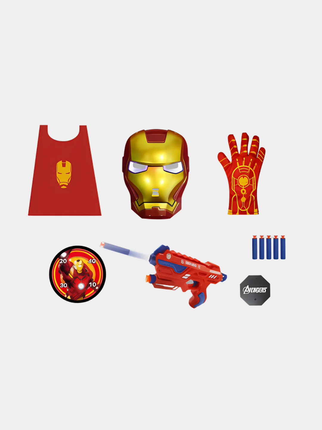 Набор супергероя 9в1 со светящейся маской, набор Железный человек — фото 1