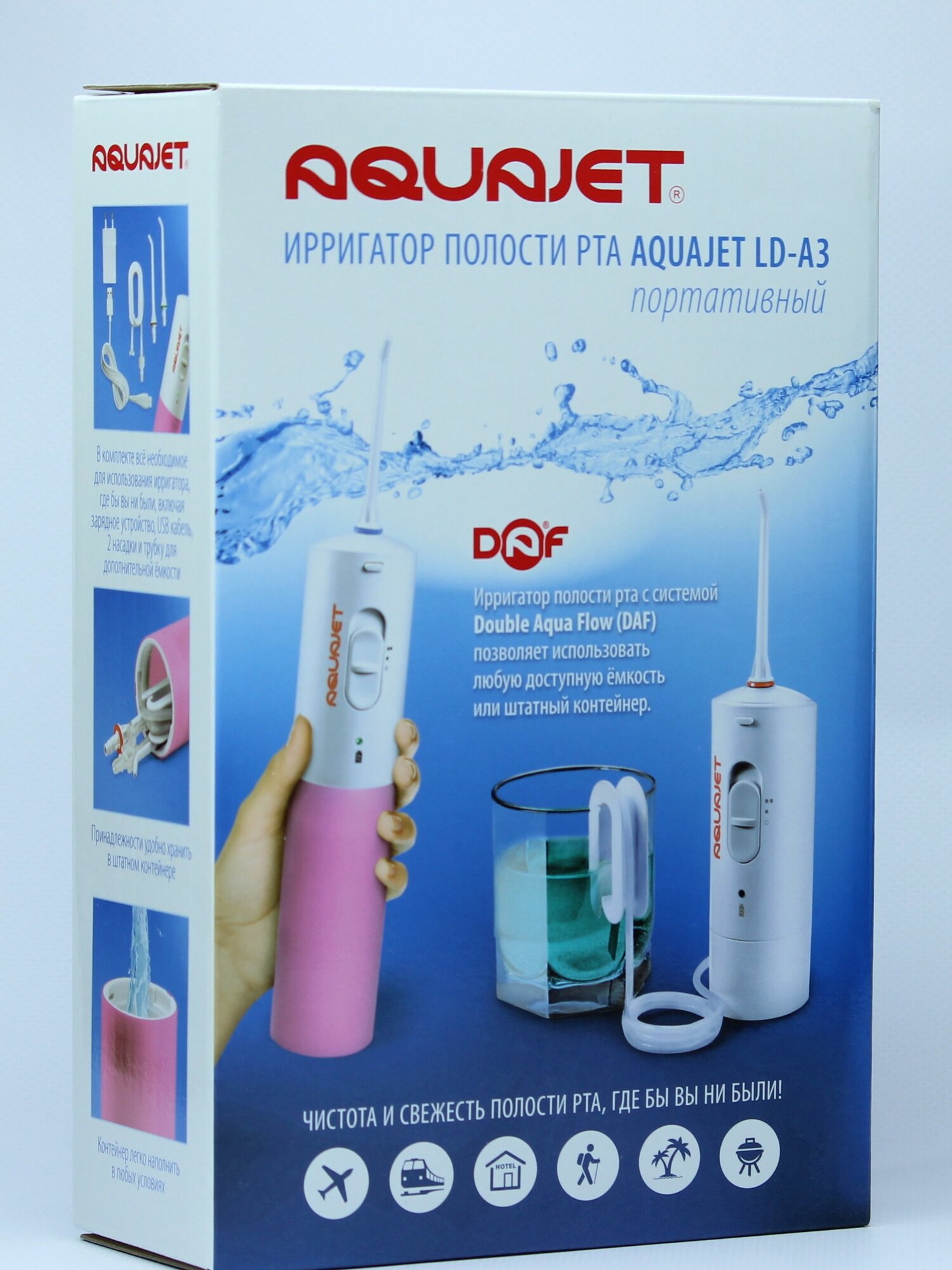 Ирригатор AQUAJET LD-A3, розовый — фото 1