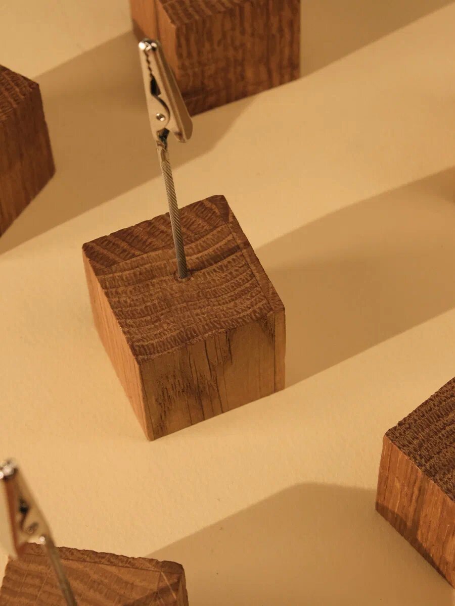 Держатель ценников квадрат Dad's Material, деревянный, с прищепкой, 6 штук — фото 1