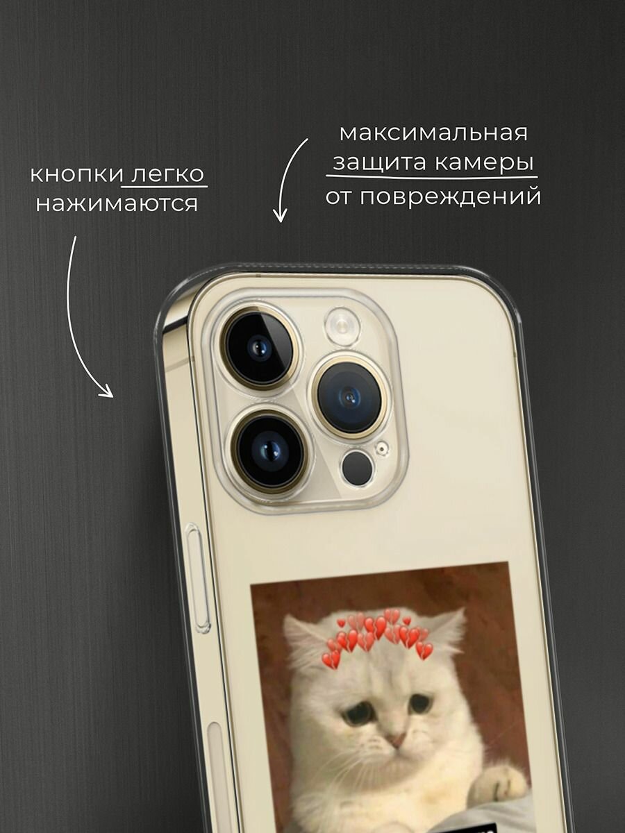 Чехол на Apple iPhone 14 Pro Max / Айфон 14 Про Макс с принтом "Грустный котик" — фото 1