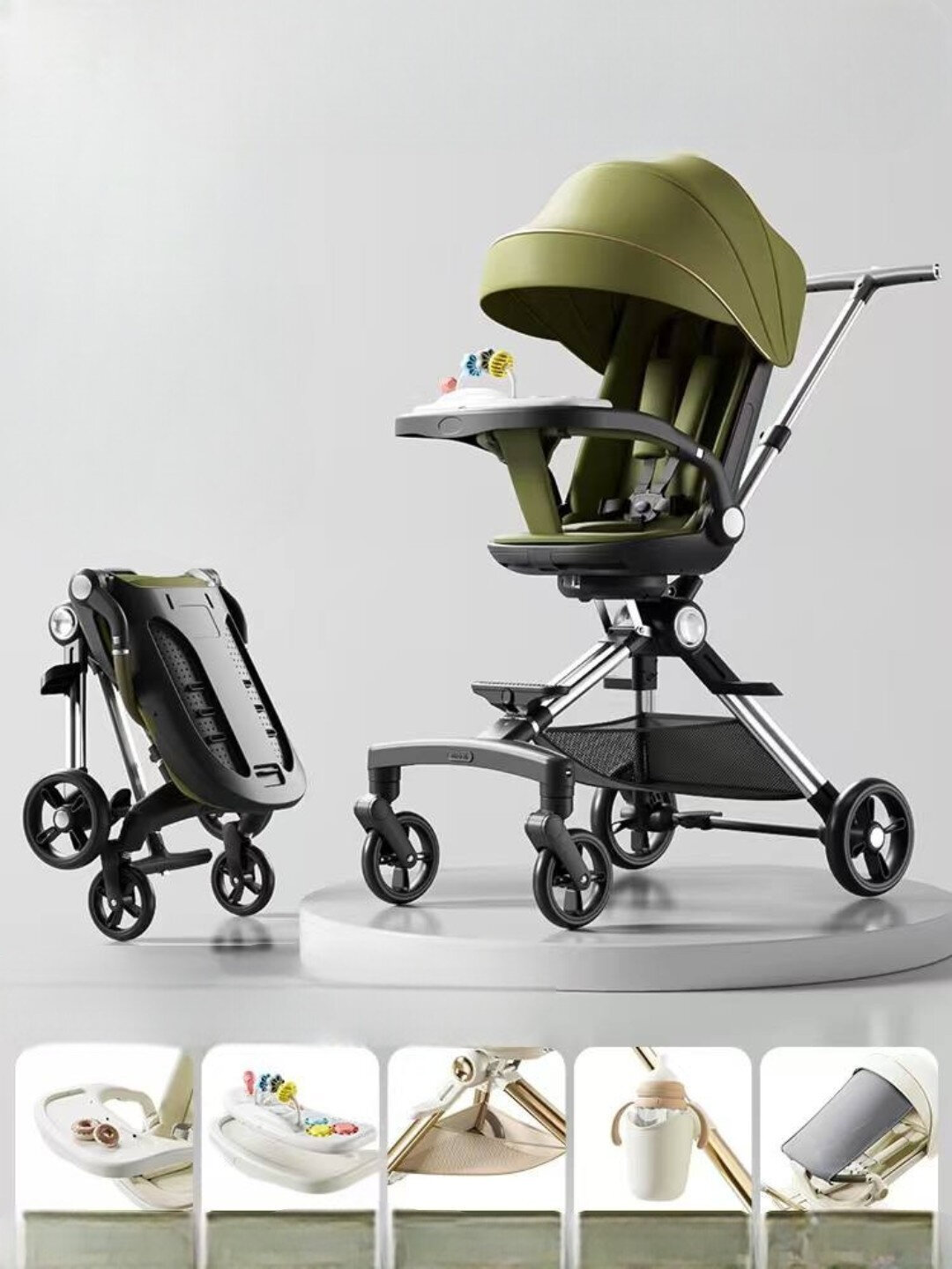 Складная лёгкая дрон-коляска для малышей 0–3 лет — комфортная модель для прогулок