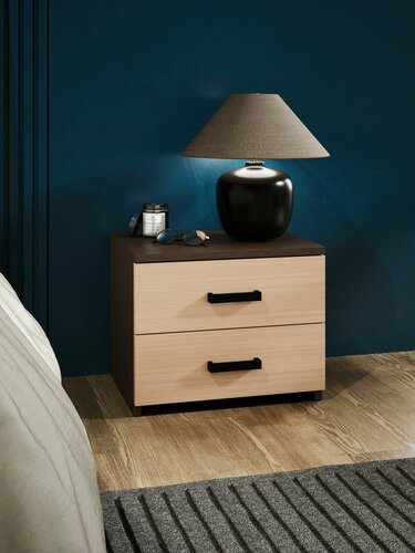 Изображение товара Тумба Парма-2 венге-молочный с 2 ящиками, прикроватная, для прихожей, под стол, в коридор, в спальню, офисная