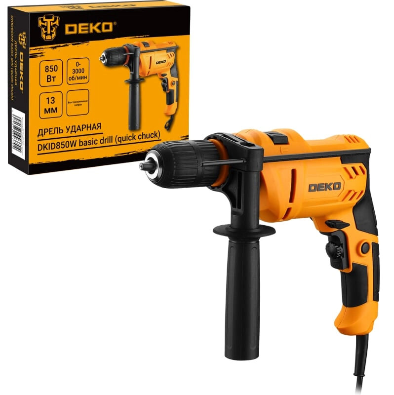 Дрель ударная сетевая Deko DKID850W черно-желтый
