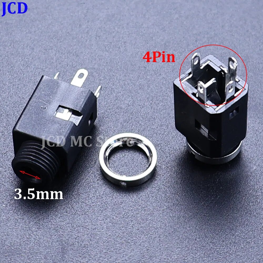 Разъем 3.5 мм 4Pin черный, 10 шт