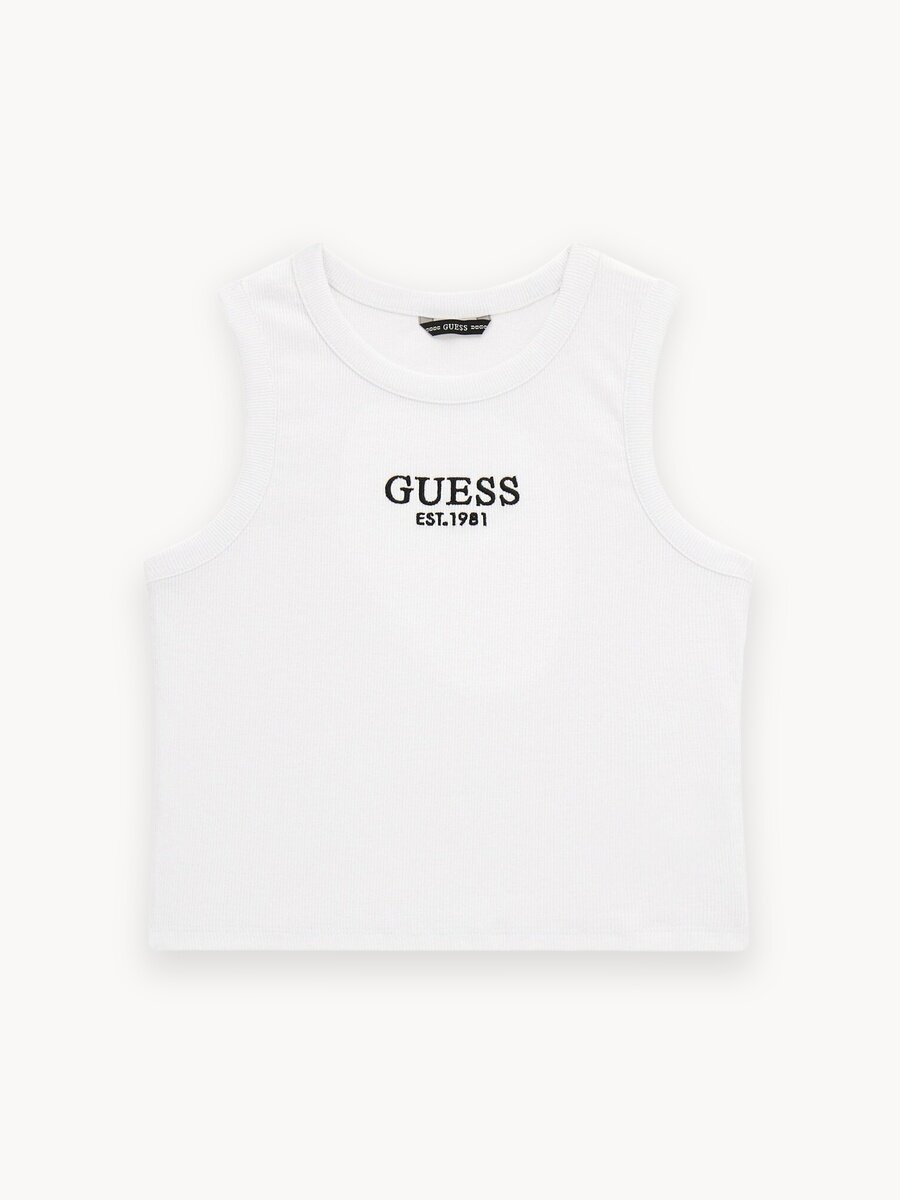 Майка GUESS Rib Midi SL T-Shirt, размер 8, белый