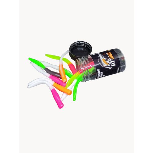 Силиконовая приманка для ловли форели, съедобный силикон для рыбалки MT-Jigs,10 шт, аттрактант сыр. микс двухцветный