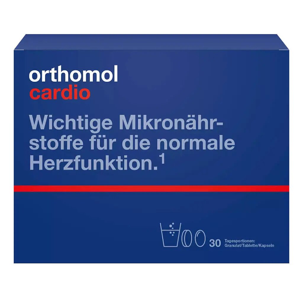 Ортомоль КардиоOrthomol Cardio курс 30 дней набор порошок по 15 гкапсулы массой 840 мг1275 мгтаблетки массой 371 мг 1 уп