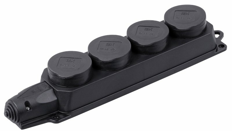 IEK OMEGA РБ34-1-0м Розетка (колодка) четырехместная с защитными крышками, PKR64-016-2-K02
