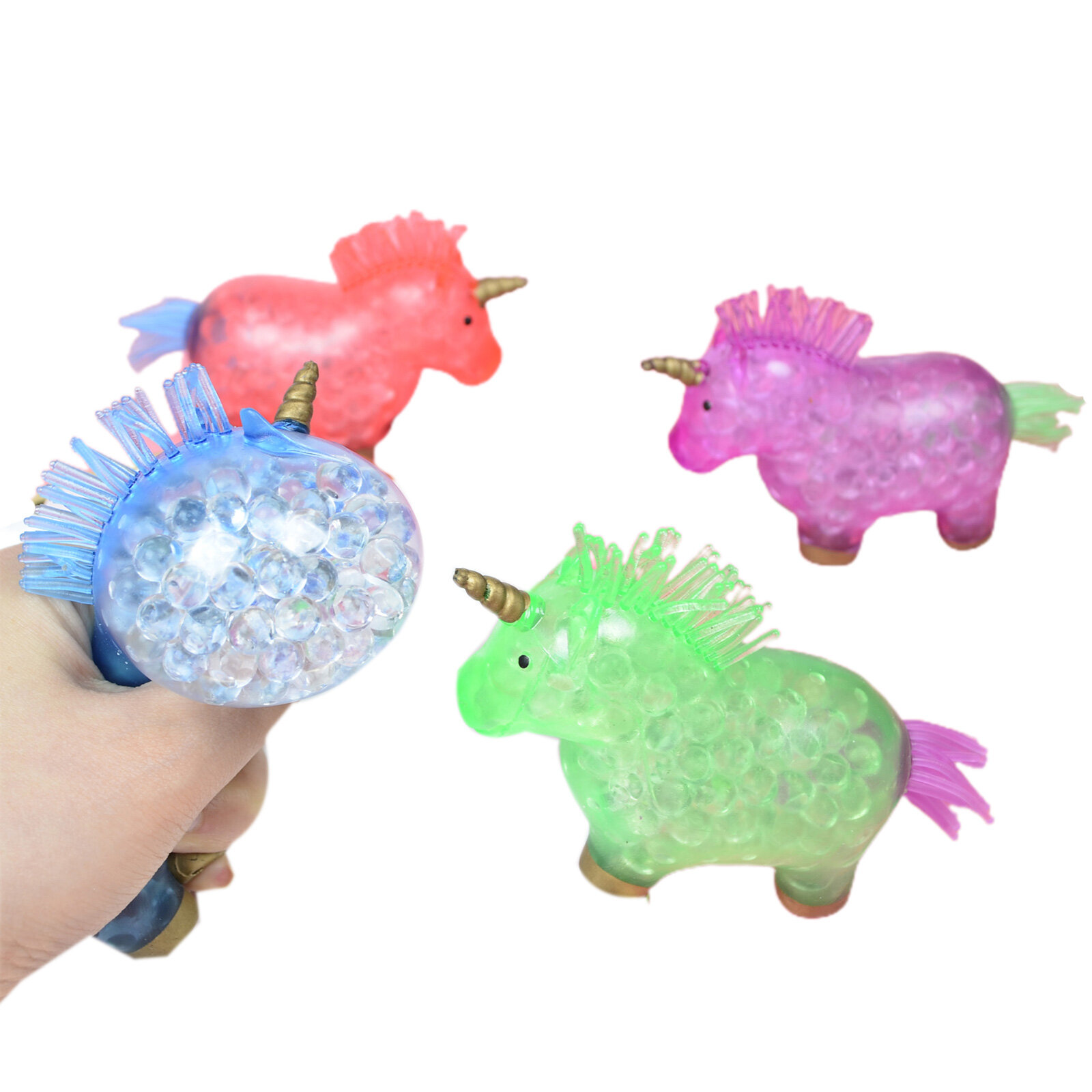 4 Ball Squeeze Toy Unicorn Sensory Fidget Pressure Release Playset с Гелевым Шариком для Терапии Тревоги Детей и Взрослых