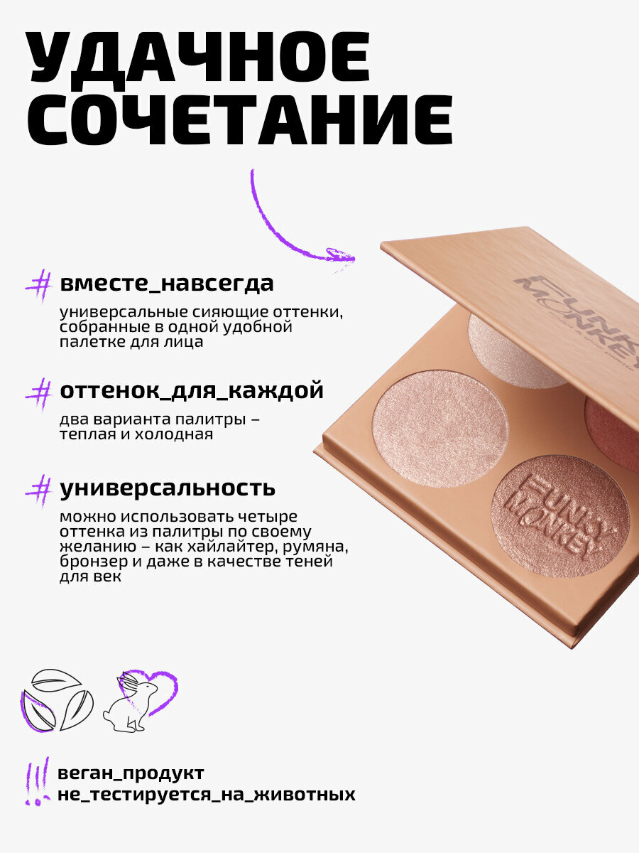 Funky Monkey Палетка для скульптурирования Sculpt & glow palette тон 02 — фото 1