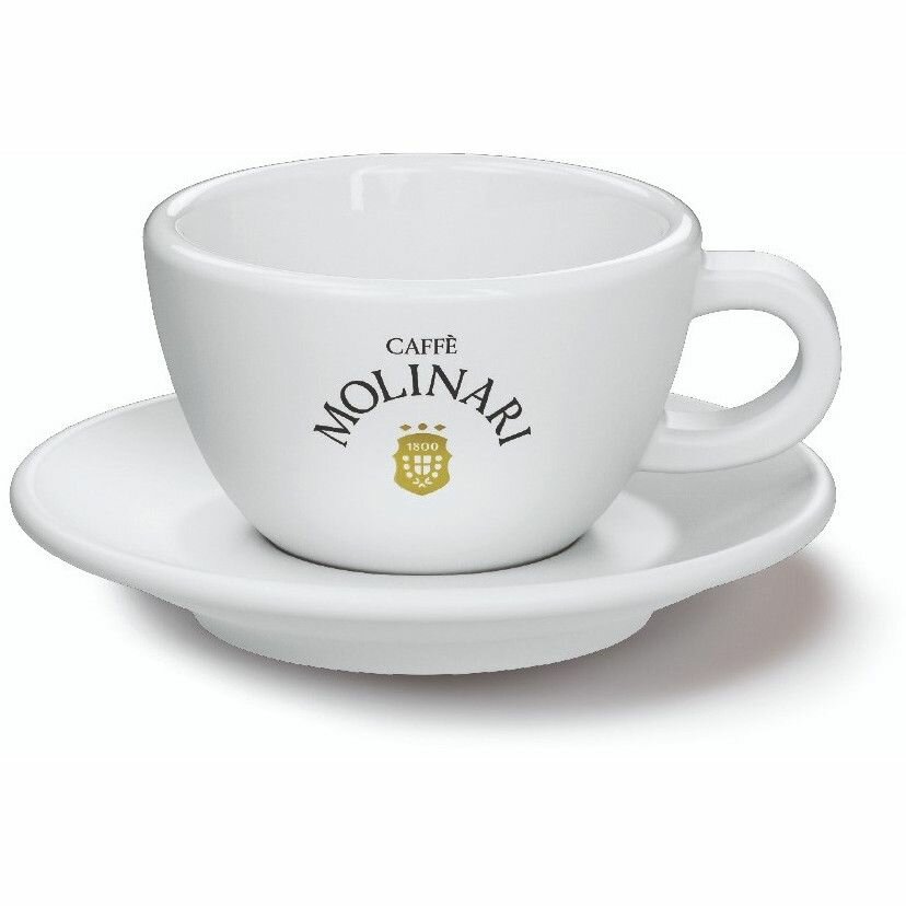 Чашка с блюдцем Molinari Капучино, белые, глянец, 175мл